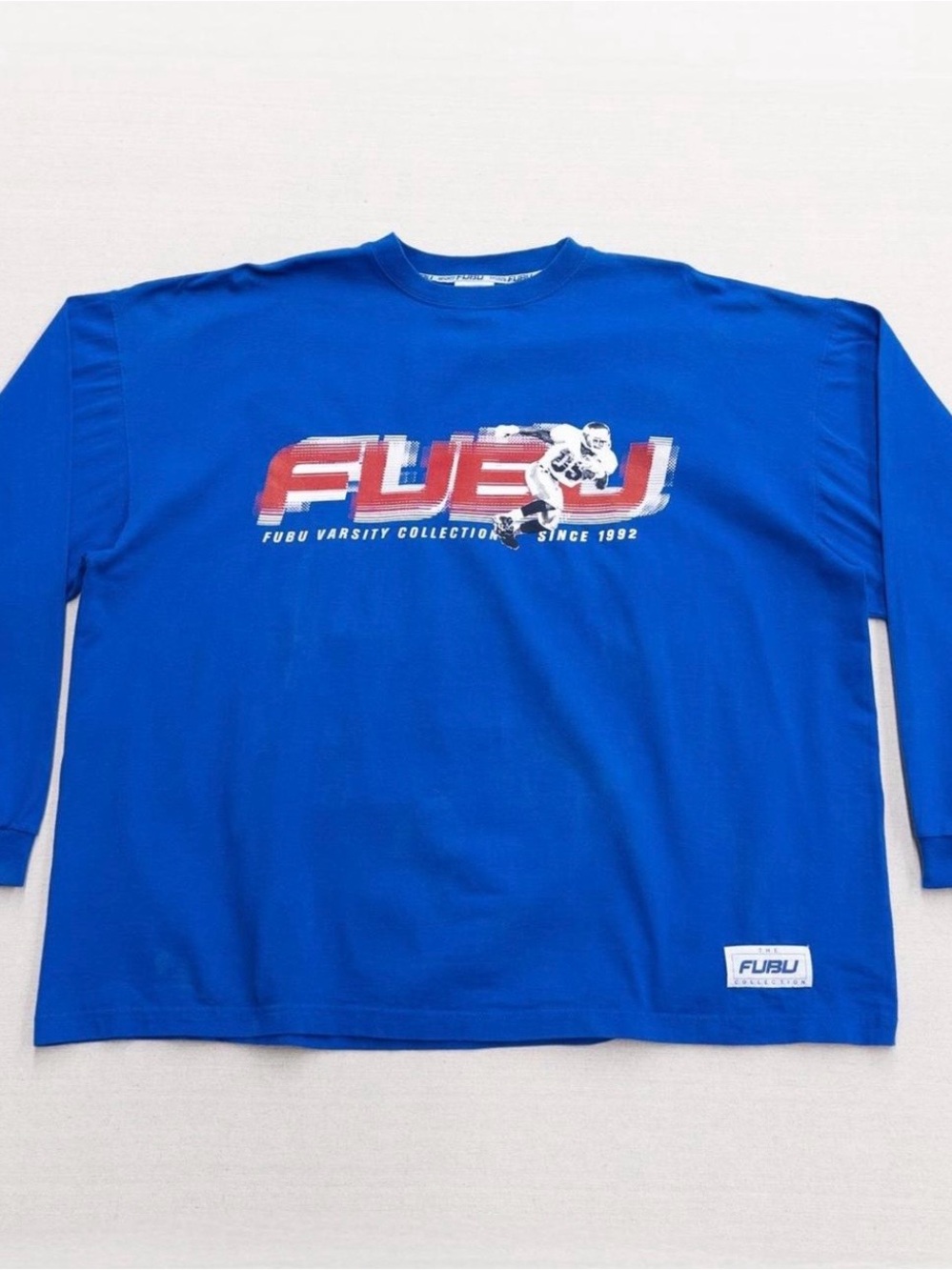 FUBU Mens Royal Blue Long Sleeve Graphic Shirt
